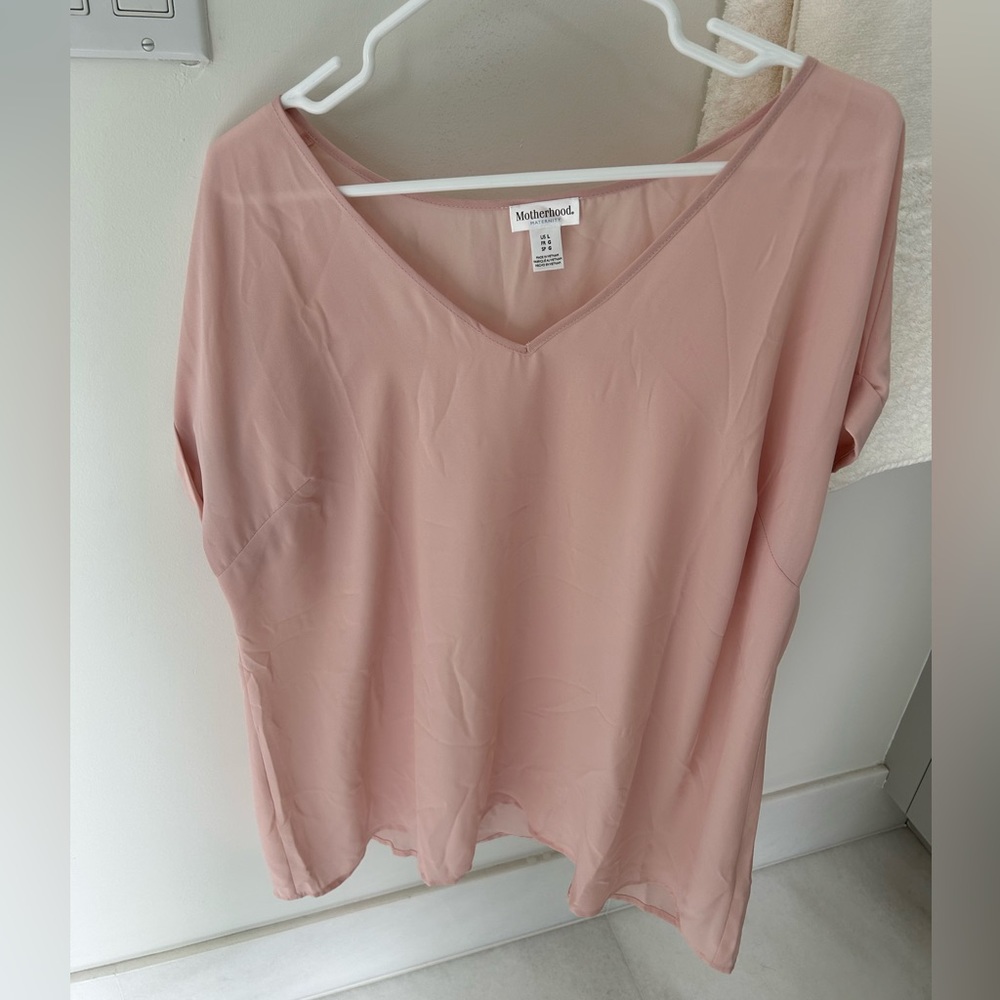 Motherhood Maternity sheer pink shirt